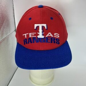 Texas Rangers Hat Cap Strap Back Red Blue MLB Baseball Mens One Size Genuine 90s